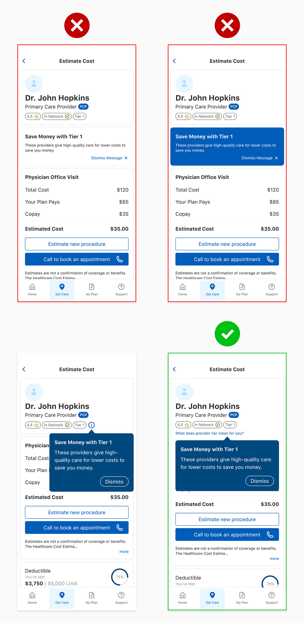 Iterations of a new product being added to the app.