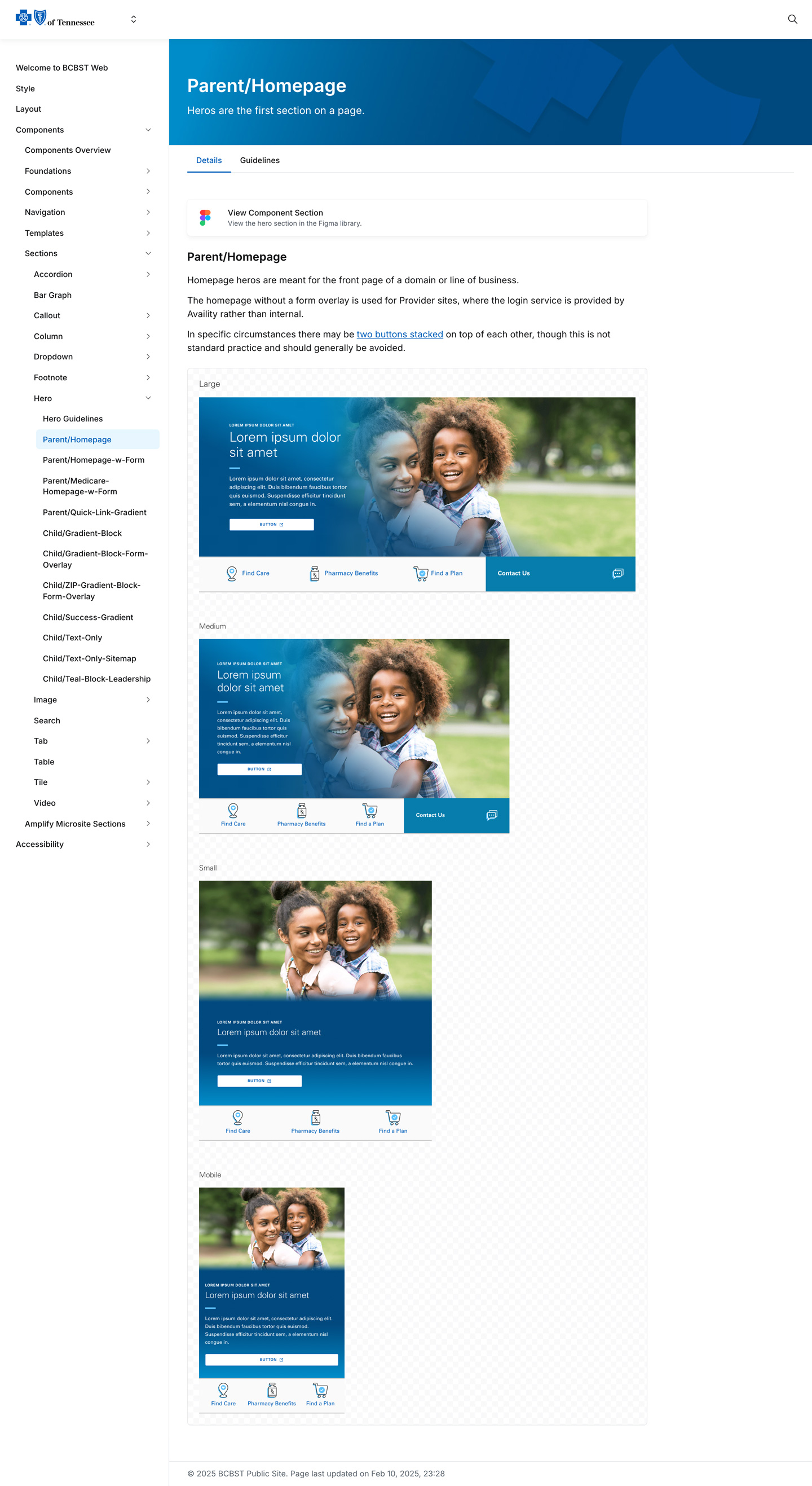 Screenshot of design system documentation within Supernova, showing off a full component.