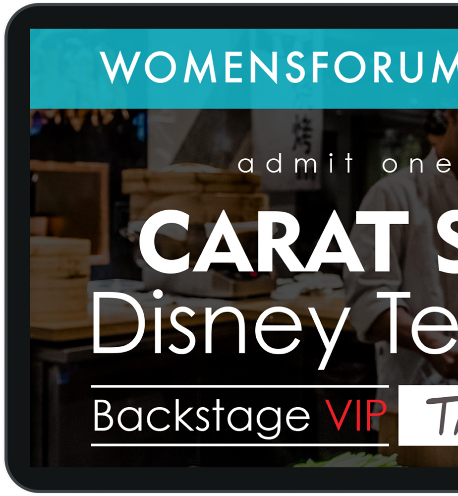 Tablet mockup of Womensforum event invite.